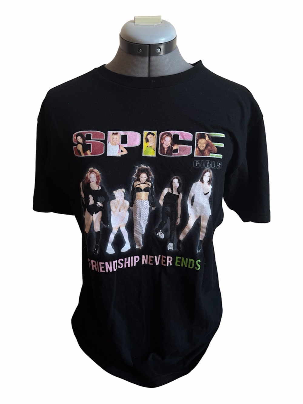 Spice Girls Black Vintage Themed Y2K Graphic T-Shirt Girl Group Pop Band Tee